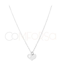 Sterling Silver 925 Heart Pendant Necklace with Cut-Out Footprint