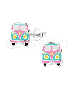 Aretes retro camper van 8 x 10 mm Plata 925