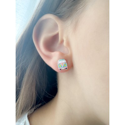 Pendientes retro camper van 8 x 10 mm Plata 925