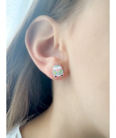 Aretes retro camper van 8 x 10 mm Plata 925