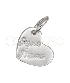Colgante corazón “Súper Mamá” 11.6 x 9.3 mm Plata 925