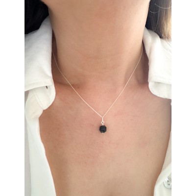 Black Spinel stones hexagon pendant 8 mm