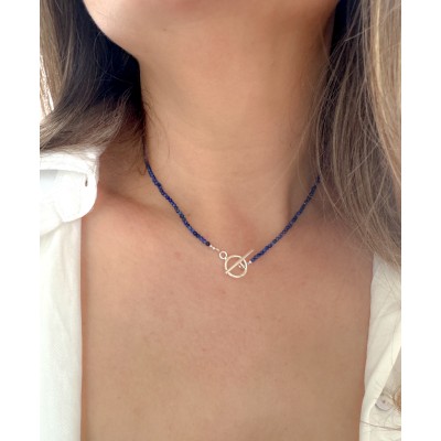 Collar combinado piedra Lapislázuli cierre T