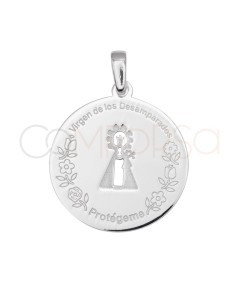 Medalla Virgen de los Desamparados calada 20 mm Plata 925