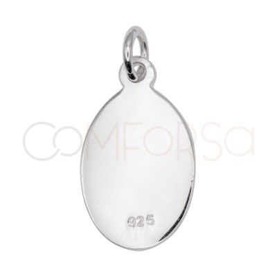 Detente ovalado corazón cruz 10 x 17 mm Plata 925