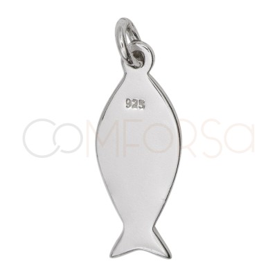 Sterling Silver 925 Flat anchovy Pendant 7 x 16 mm