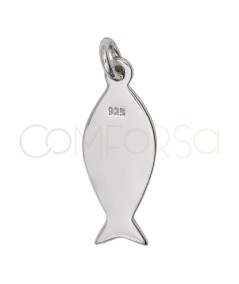 Sterling Silver 925 Flat anchovy Pendant 7 x 16 mm