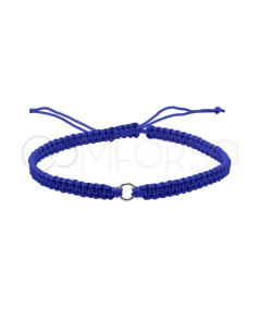 Pulsera macramé azul con entrepieza 5 mm