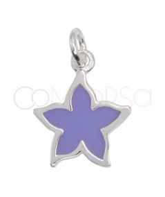 Sterling Silver 925 Star lilac enamel pendant 10 mm