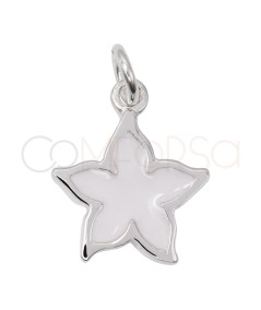 Sterling Silver 925 Star white enamel pendant 10 mm
