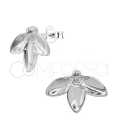 Pendientes media flor 15 x 10 mm Plata 925