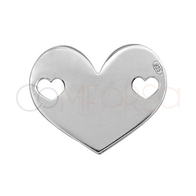 Grabación + Entrepieza Corazón con Corazones Calados 12 x 9.5 mm Plata 925