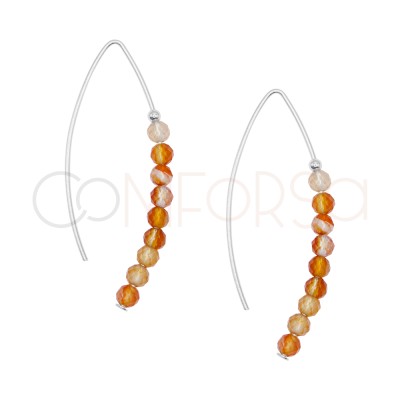 Pendientes hilo piedra Ágata Naranja 13 x 40 mm