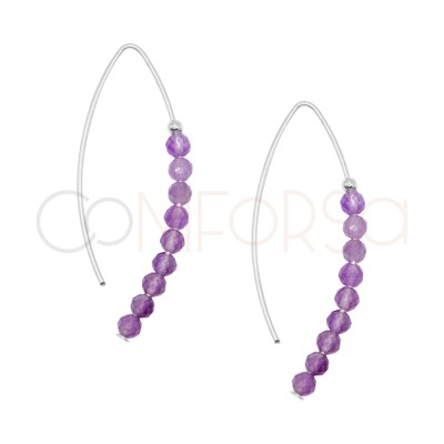 Pendientes hilo piedra Amatista 13 x 40 mm