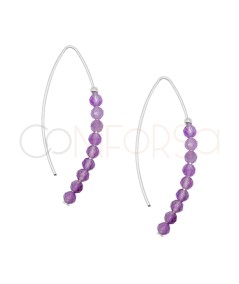 Amethyst stones thread earrings 13 x 40 mm