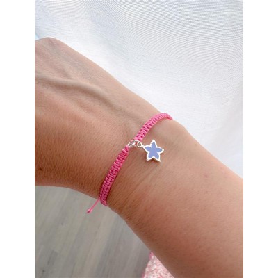 Pink macramé bracelet with connector 5 mm