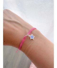 Pulsera macramé rosa con entrepieza 5 mm