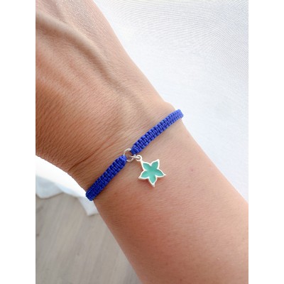 Pulsera macramé azul con entrepieza 5 mm