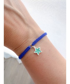 Pulsera macramé azul con entrepieza 5 mm