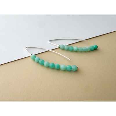 Pendientes hilo piedra Amazonita 13 x 40 mm