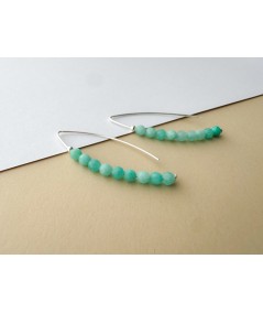 Pendientes hilo piedra Amazonita 13 x 40 mm