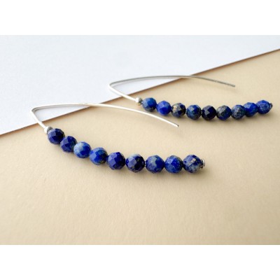 Pendientes hilo piedra Lapislázuli 13 x 40 mm