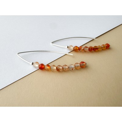 Pendientes hilo piedra Ágata Naranja 13 x 40 mm