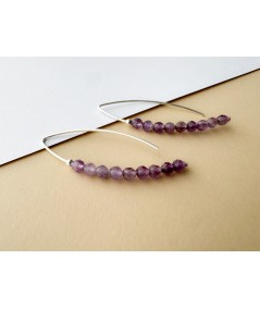 Amethyst stones thread earrings 13 x 40 mm