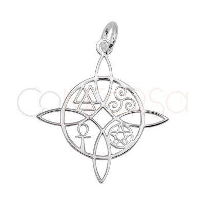 Colgante nudo de bruja 4 protecciones 20 mm Plata 925