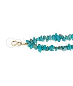 Pulsera doble turquesa con reasón dorado 21 cm