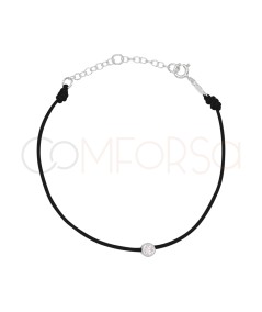 Pulsera nylon negro con circonita 4.5 mm