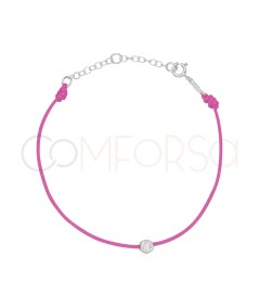 Pink nylon bracelet with zirconia 4.5 mm