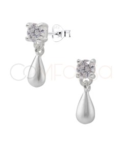 Pendientes circonita con lágrima 4 x 10 mm Plata 925