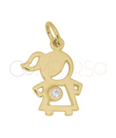 Sterling Silver 925 Girl pendant with zirconia 11 x 15 mm