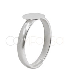 Anillo abierto media caña con disco Plata 925