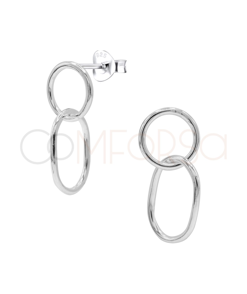 Pendientes círculo y óvalo combinados de plata 925