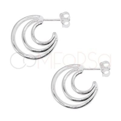 Pendientes aro triple de plata