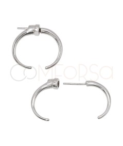 Pendiente colmillo con presión 22 mm Plata 925