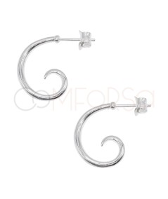 Sterling Silver 925 ends rolled up hoop earrings 19 mm