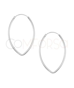 Sterling Silver 925 oval almond hoop earrings 24 x 36 mm