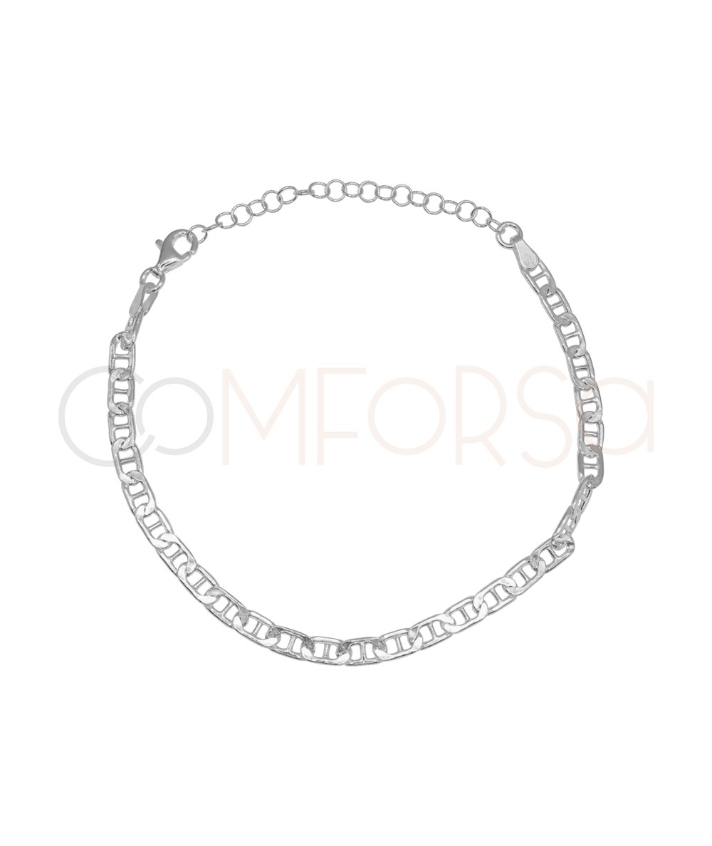 Pulsera calabrote lapidada de plata
