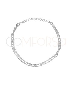 Sterling silver 925 stoned anchor chain bracelet 17 + 5 cm