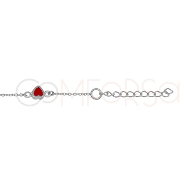 Pulsera corazones esmalte y calado 17 + 3 cm Plata 925