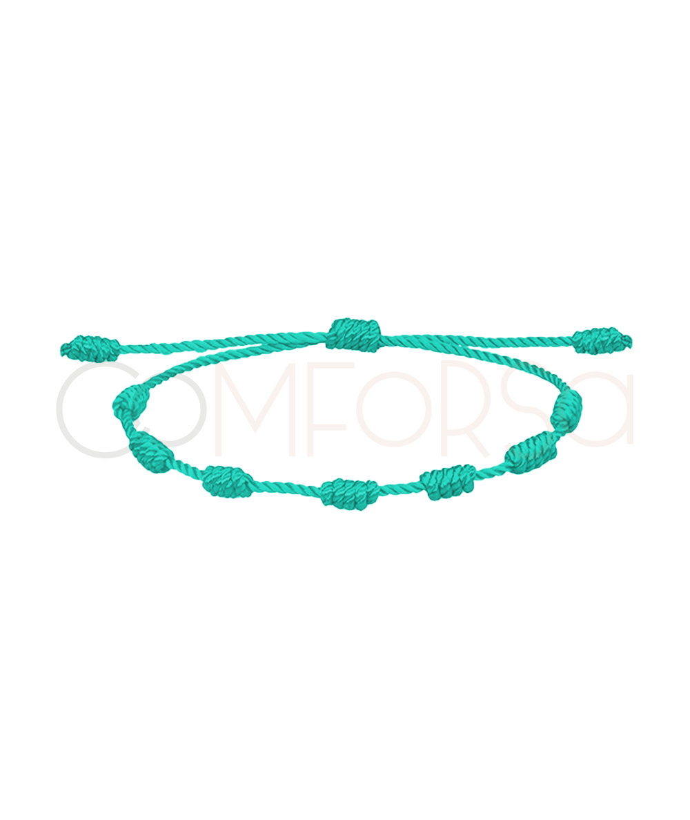 Pack 3 pulseras hilo 7 nudos Aguamarina