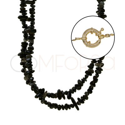 Collar doble piedra Espinela Negra con reasón dorado