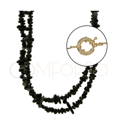 Collar doble piedra Espinela Negra con reasón dorado 45 cm