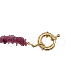 Pink Tourmaline stones double bracelet with golden bolt clasp 21 cm