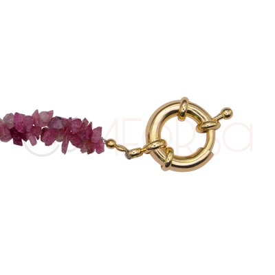 Collar doble piedra Pink Tourmaline con reasón dorado 45 cm