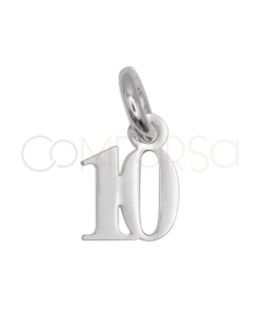Dije número "10" 5.5 x 6.5mm Plata 925ml