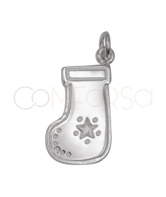 Silver Christmas stocking pendant 10 x 15 mm